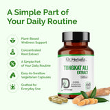Tongkat Ali Extract Capsules, Eurycoma Longifolia (Longjack) | Traditional Vitality Botanical | Halal, Capsules view 3