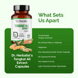 Tongkat Ali Extract Capsules, Eurycoma Longifolia (Longjack) | Traditional Vitality Botanical | Halal, Capsules view 7