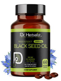 Black Seed Oil Capsules 1600mg, Extra Strength Cold-Pressed Nigella Sativa | Immune & Antioxidant Support | 60 Halal Softgels