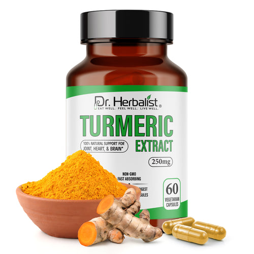Dr. HERBALIST Turmeric Extract Capsules 250mg - Curcuma longa (haldi), naturally rich in curcuminoids, 60 capsules