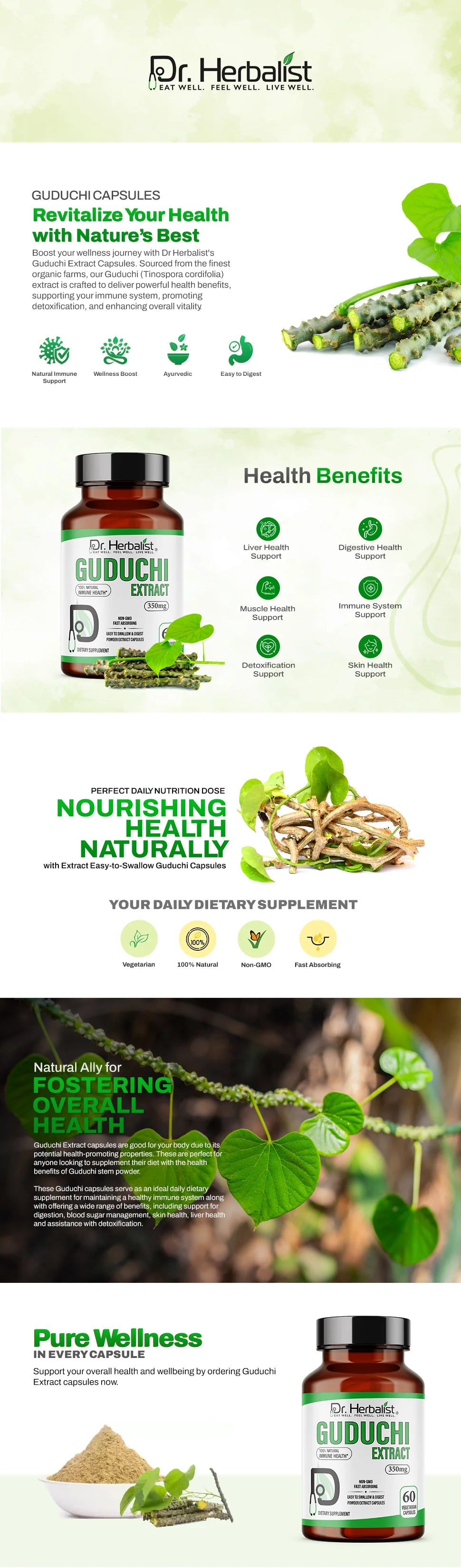 Guduchi (Giloy) Capsules 350mg — Tinospora Cordifolia (Amrita) | Traditionally Supports Digestive Wellness | Halal, Capsules — feature 1