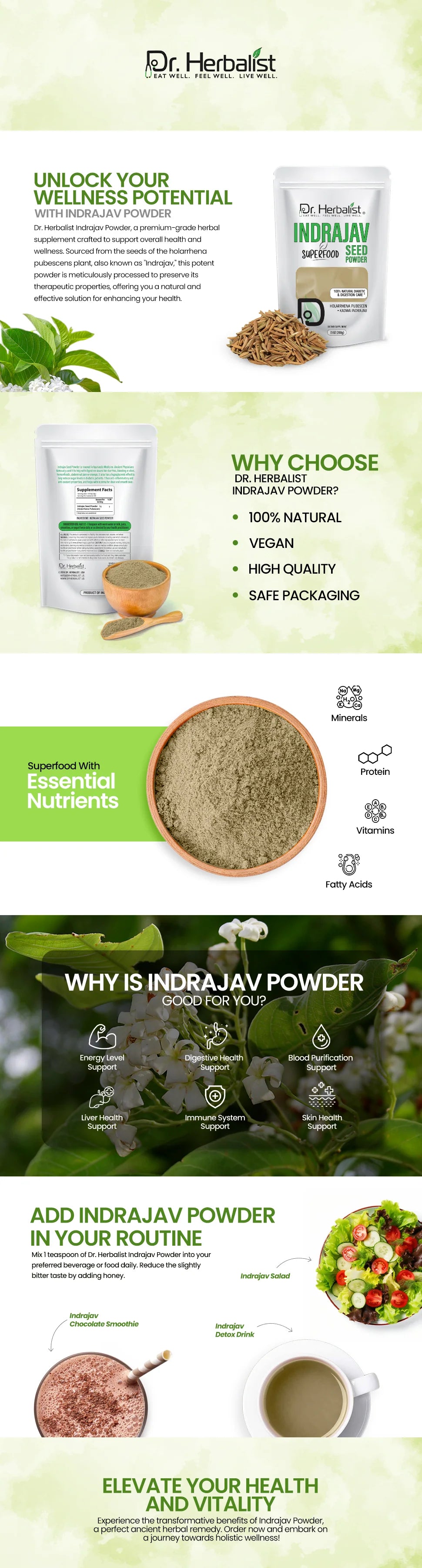 Inderju (Kutaja) Powder 200g — Single-Ingredient Holarrhena Antidysenterica | Traditional Ayurvedic Wellness | Halal, No Fillers — feature 1