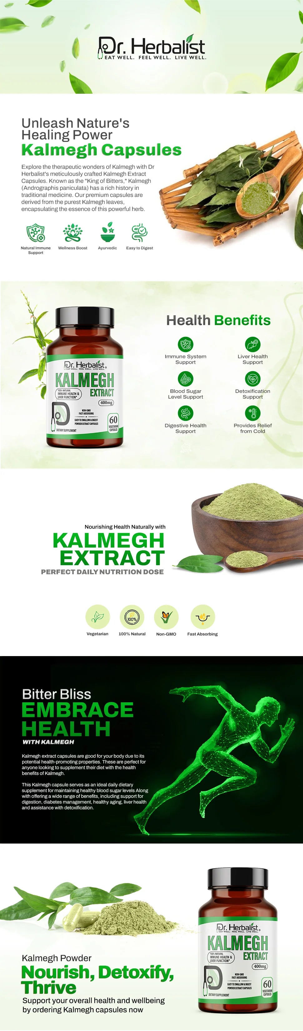 Andrographis (Kalmegh) Capsules 400mg — Paniculata, King of Bitters | Traditionally Supports Digestive Wellness | Halal, Capsules — feature 1