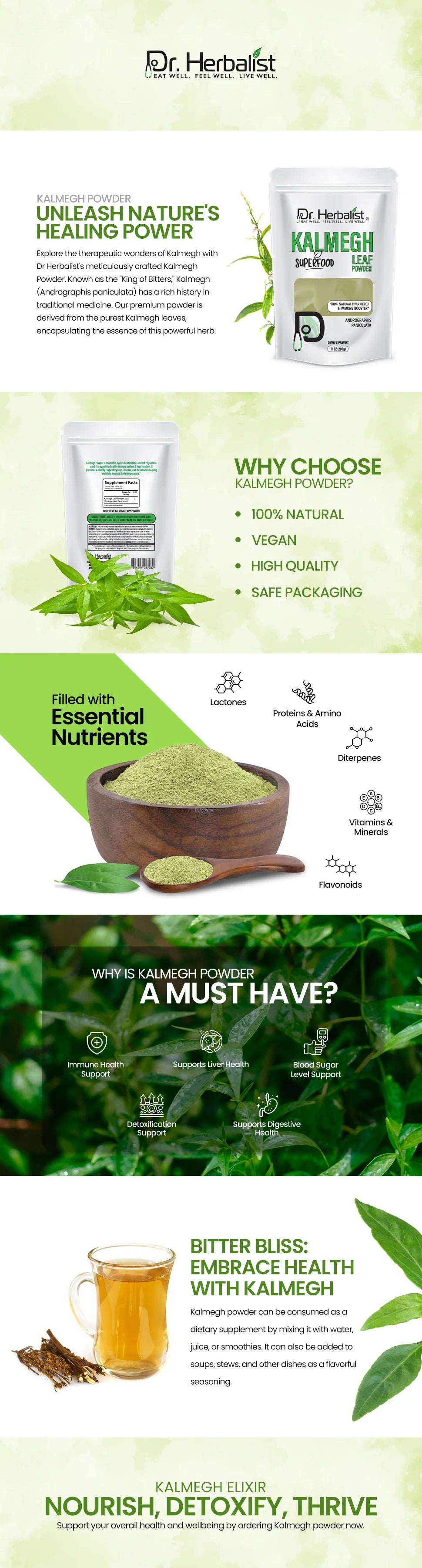 Kalmegh Powder 200g — Single-Ingredient Andrographis Paniculata (King of Bitters) | Supports Digestive Wellness | Halal, No Fillers — feature 1