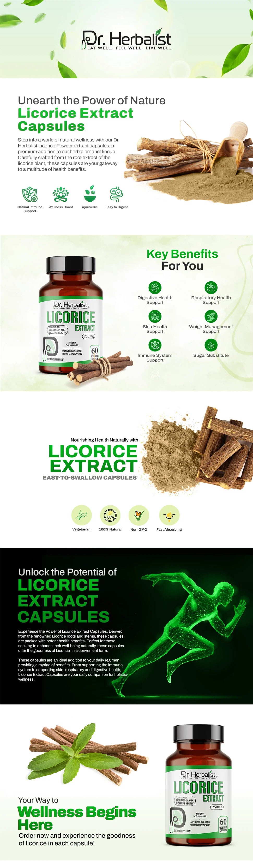 Licorice Root Capsules 250mg — Glycyrrhiza Glabra (Mulethi) | Treasured in Traditional Wellness | Halal, Capsules — feature 1