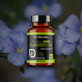 Flaxseed Oil Capsules 1600mg — Cold-Pressed, Fish-Free | Plant Omega-3 ALA | 60 Halal Softgels view 2
