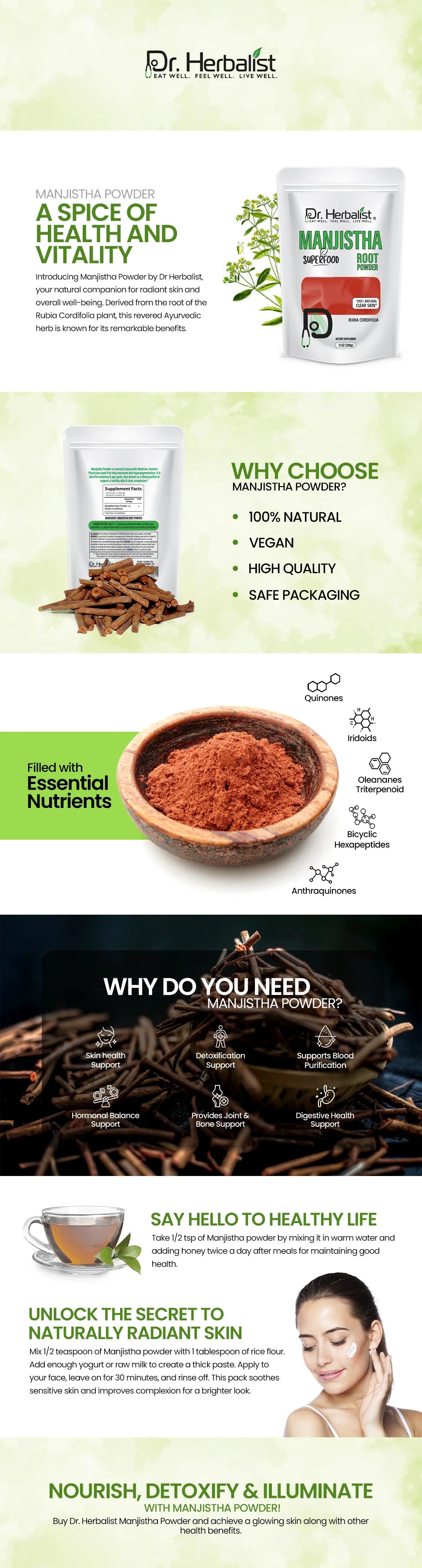 Manjishta Powder 200g — Single-Ingredient Rubia Cordifolia (Indian Madder) | Traditional Ayurvedic | Halal, No Fillers — feature 1