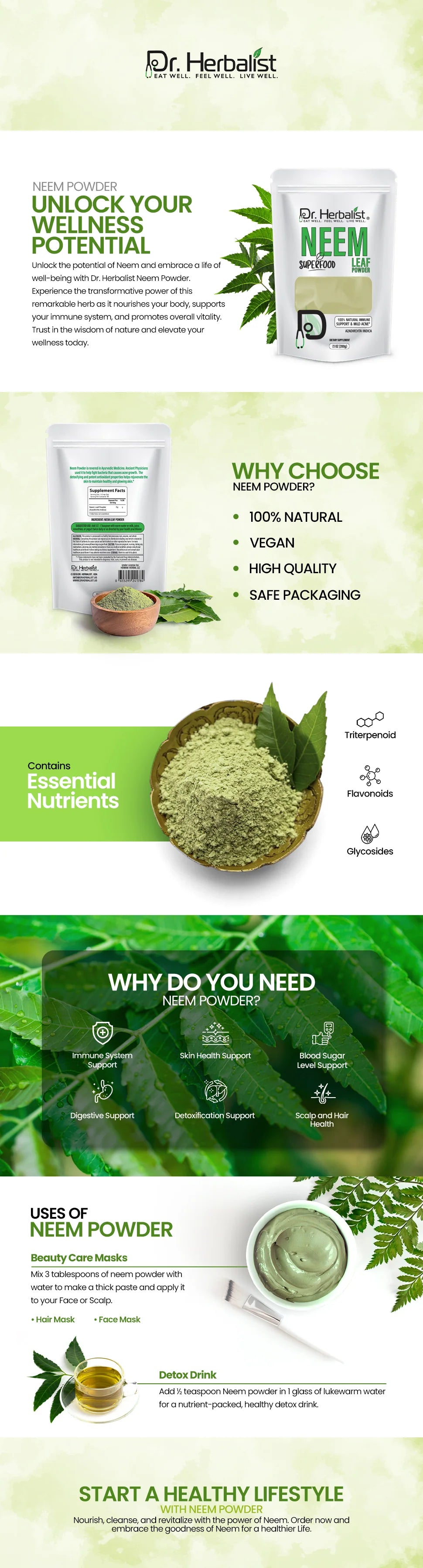 Neem Powder 200g — Single-Ingredient Azadirachta Indica Leaf | DIY Hair & Skin | Halal, No Fillers — feature 1