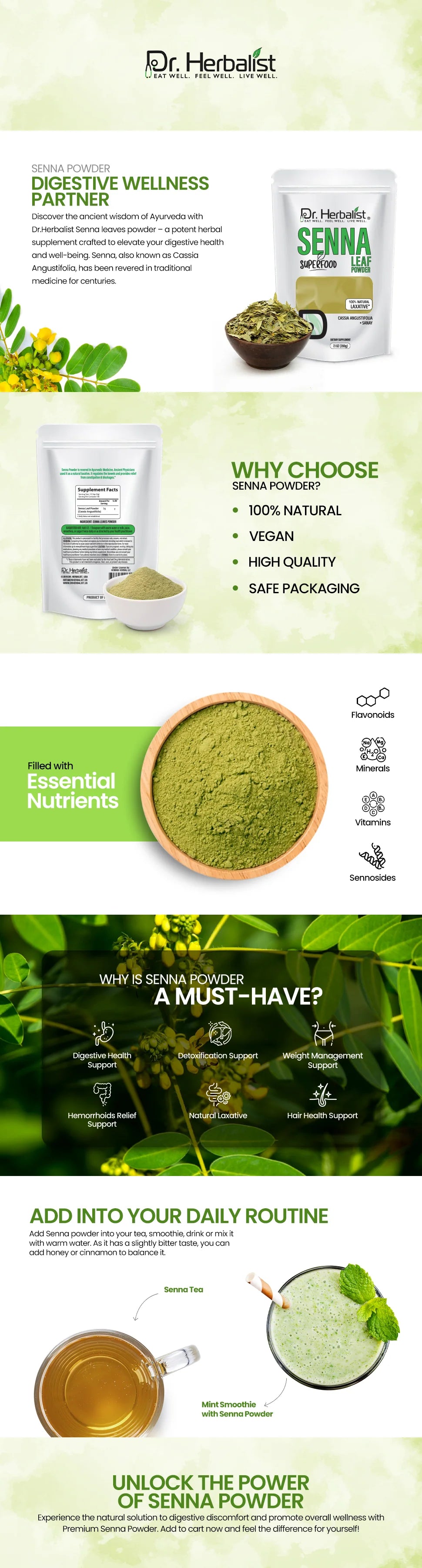 Senna Leaf Powder 200g — Single-Ingredient Cassia Angustifolia (Sanay) | Occasional Regularity | Halal, No Fillers — feature 1
