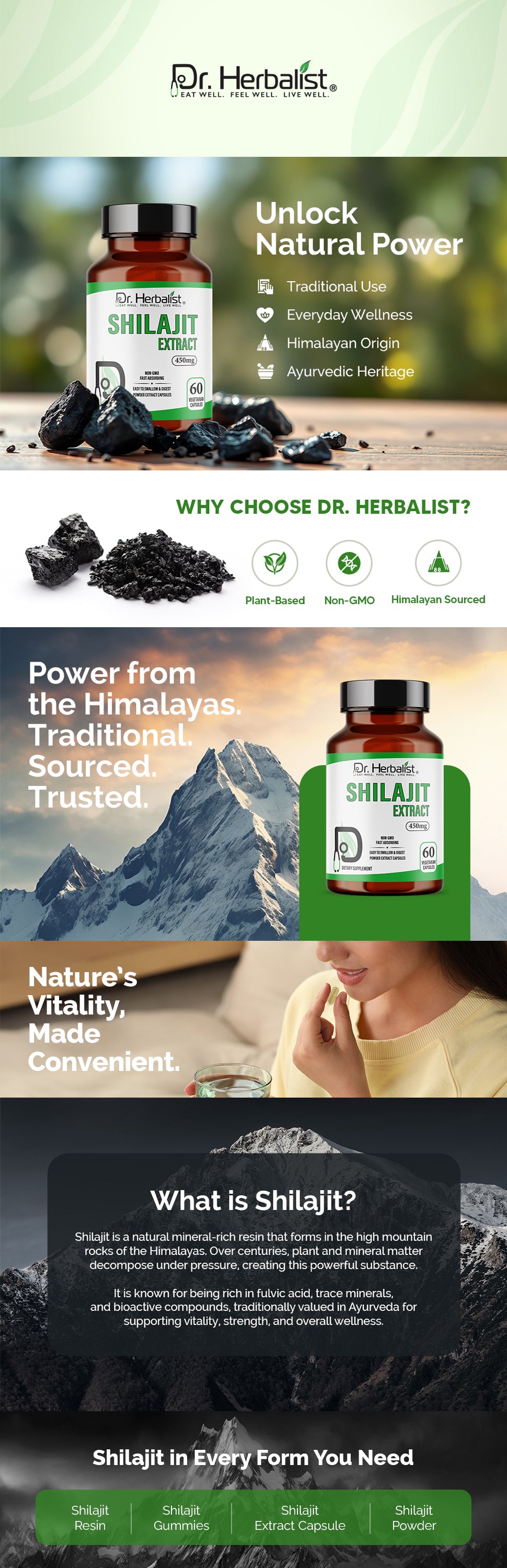 Shilajit Capsules 450mg, Purified Himalayan with Fulvic Acid | Supports Everyday Energy | Halal, Capsules — feature 1