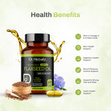 Flaxseed Oil Capsules 1600mg — Cold-Pressed, Fish-Free | Plant Omega-3 ALA | 60 Halal Softgels view 6