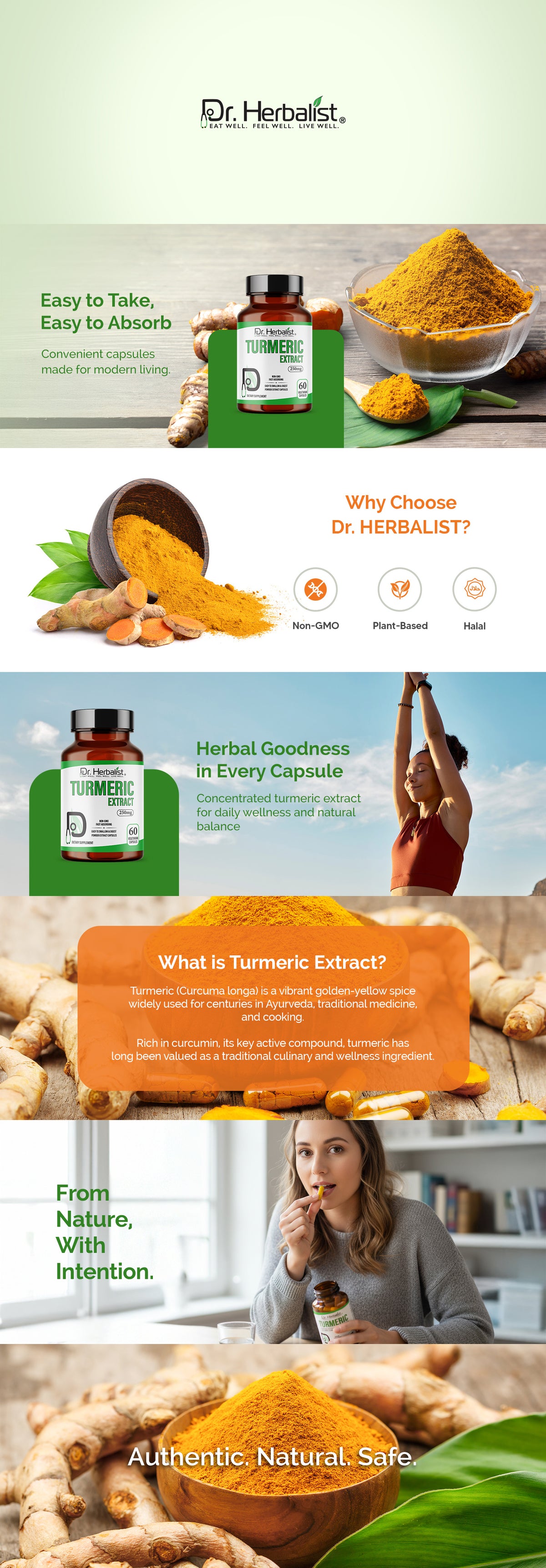 Turmeric Extract Capsules 250mg, Curcuma Longa Curcuminoids (Haldi) | Treasured in Traditional Wellness | Halal, Capsules — feature 1