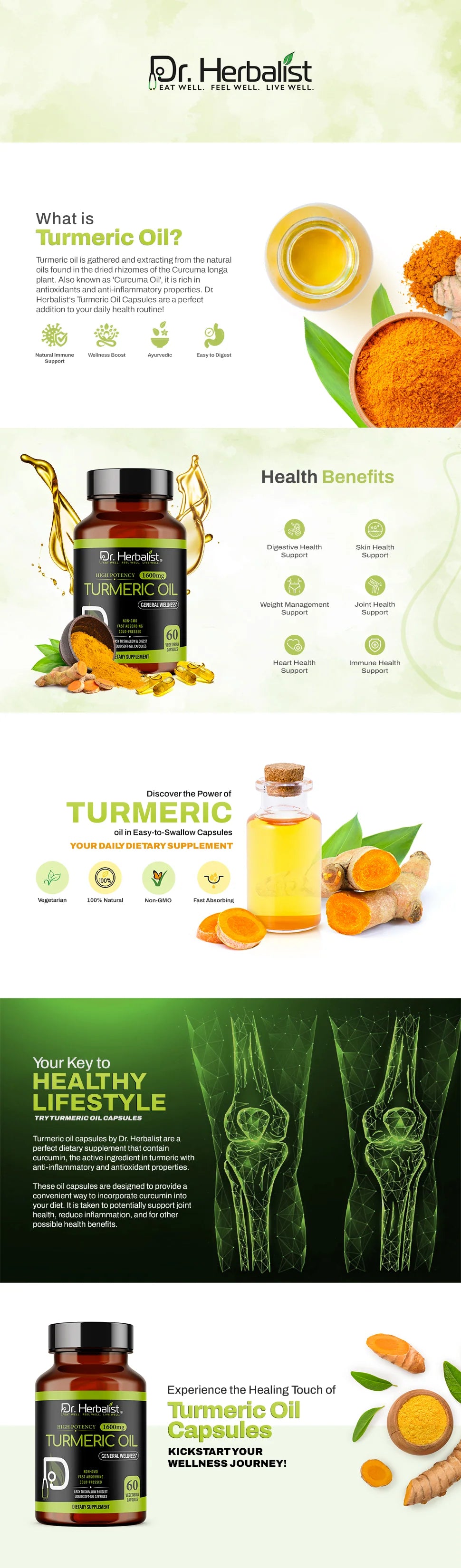 Turmeric Oil Capsules 1600mg — Curcuma Longa, Turmerones | Antioxidant Compounds | 60 Halal Softgels — feature 1