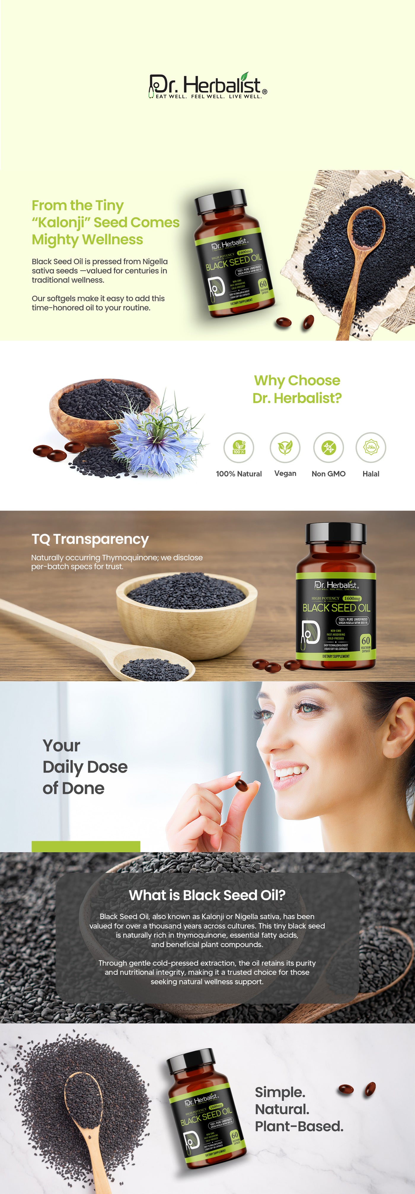 Black Seed Oil Capsules 1600mg — Extra Strength Cold-Pressed Nigella Sativa | Immune & Antioxidant Support | 60 Halal Softgels — feature 1