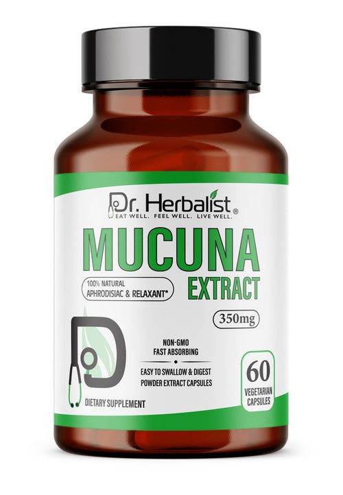 Dr. HERBALIST Mucuna Pruriens Extract 350mg - kapikacchu velvet bean, naturally contains L-DOPA, 60 capsules