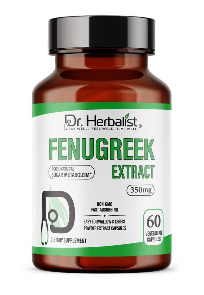 Dr. HERBALIST Fenugreek Methi Capsules 350mg - Trigonella foenum-graecum, single-ingredient, 60 capsules