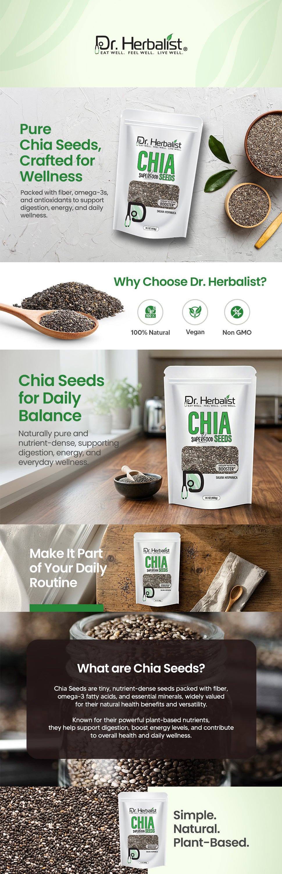 Chia Seeds 400g — Raw Salvia Hispanica | Plant Fiber & Omega-3 ALA | Halal — feature 1
