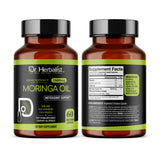 Moringa Oil Capsules 1600mg — Cold-Pressed Seed (Ben) Oil | Oleic-Rich, Tasteless | 60 Halal Softgels view 2