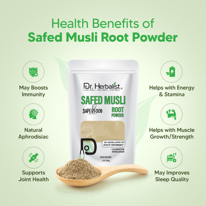 Safed Musli Powder 200g, Single-Ingredient Chlorophytum Borivilianum (White Musli) | Traditional Ayurvedic | Halal, No Fillers