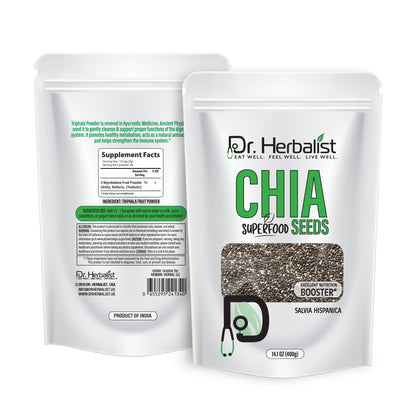 Chia Seeds 400g — Raw Salvia Hispanica | Plant Fiber & Omega-3 ALA | Halal