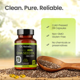 Chia Seed Oil Capsules 1600mg — Cold-Pressed, Fish-Free | Plant Omega-3 ALA | 60 Halal Softgels view 6