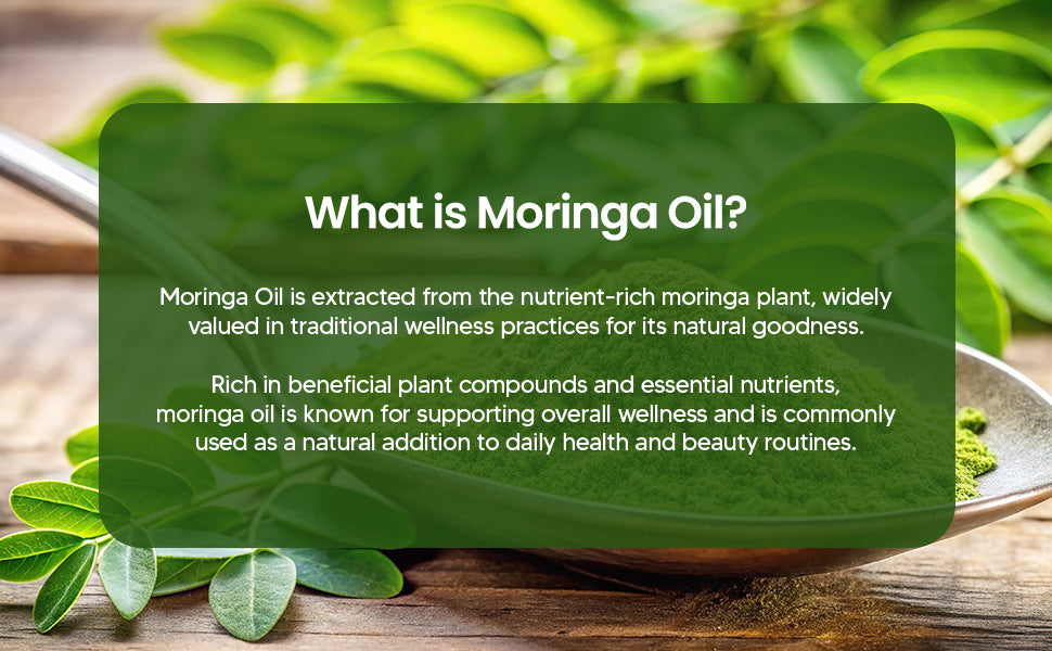 Moringa Oil Capsules 1600mg — Cold-Pressed Seed (Ben) Oil | Oleic-Rich, Tasteless | 60 Halal Softgels — feature 6