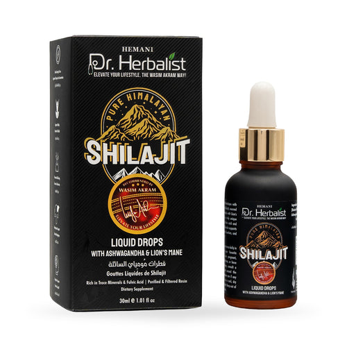 Dr. Herbalist Shilajit Liquid Drops 30ml box and dropper bottle
