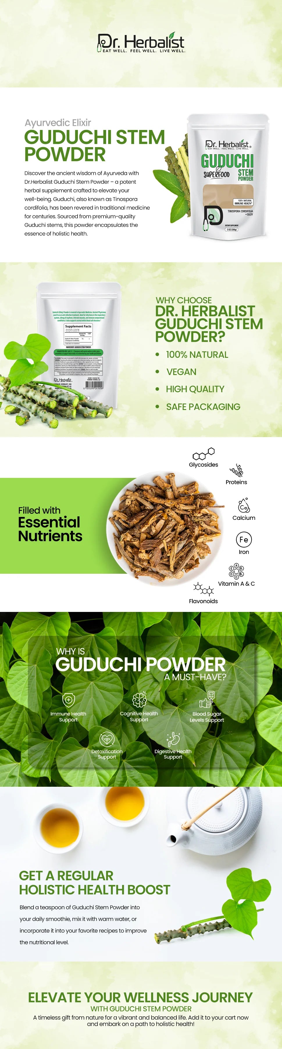Guduchi (Giloy) Powder 200g — Single-Ingredient Tinospora Cordifolia (Amrita) | Supports Digestive Wellness | Halal, No Fillers — feature 1