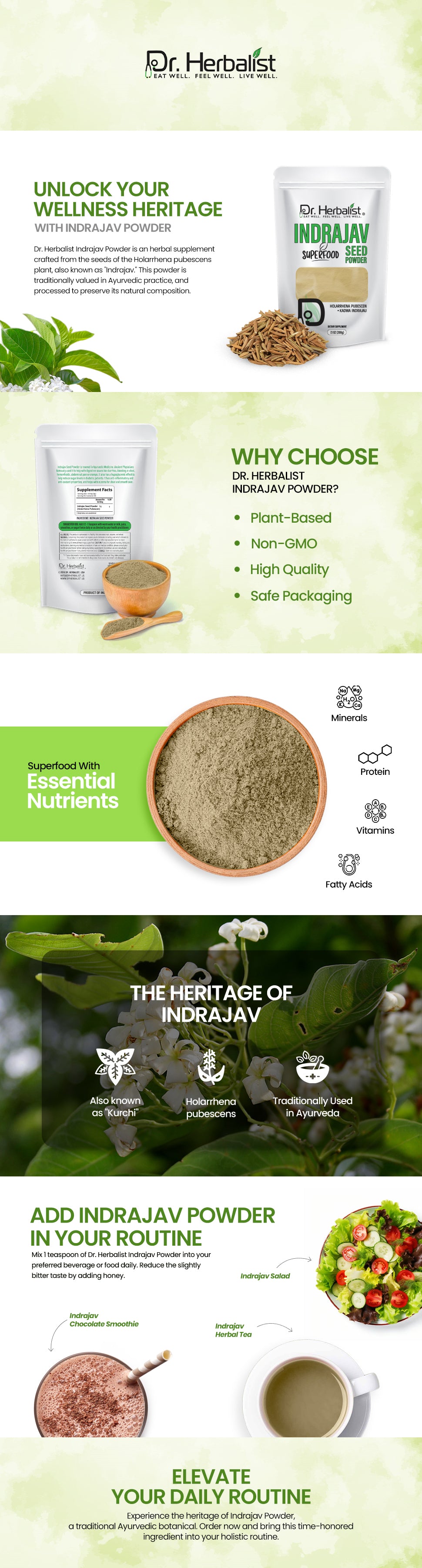 Inderju (Kutaja) Powder 200g, Single-Ingredient Holarrhena Pubescens | Traditional Ayurvedic Wellness | Halal, No Fillers — feature 1