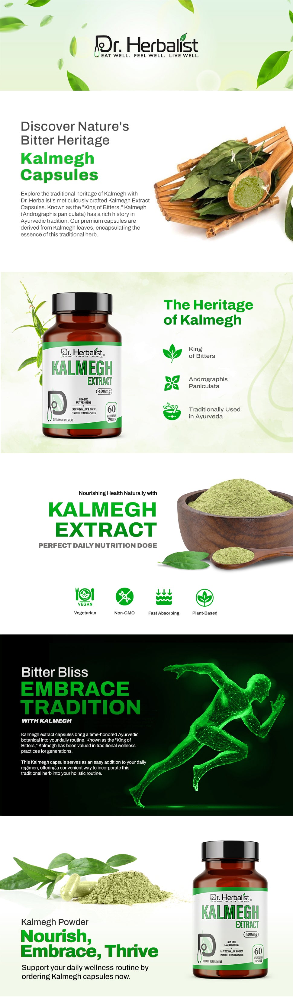 Andrographis (Kalmegh) Capsules 400mg, Paniculata, King of Bitters | Traditionally Supports Digestive Wellness | Halal, Capsules — feature 1