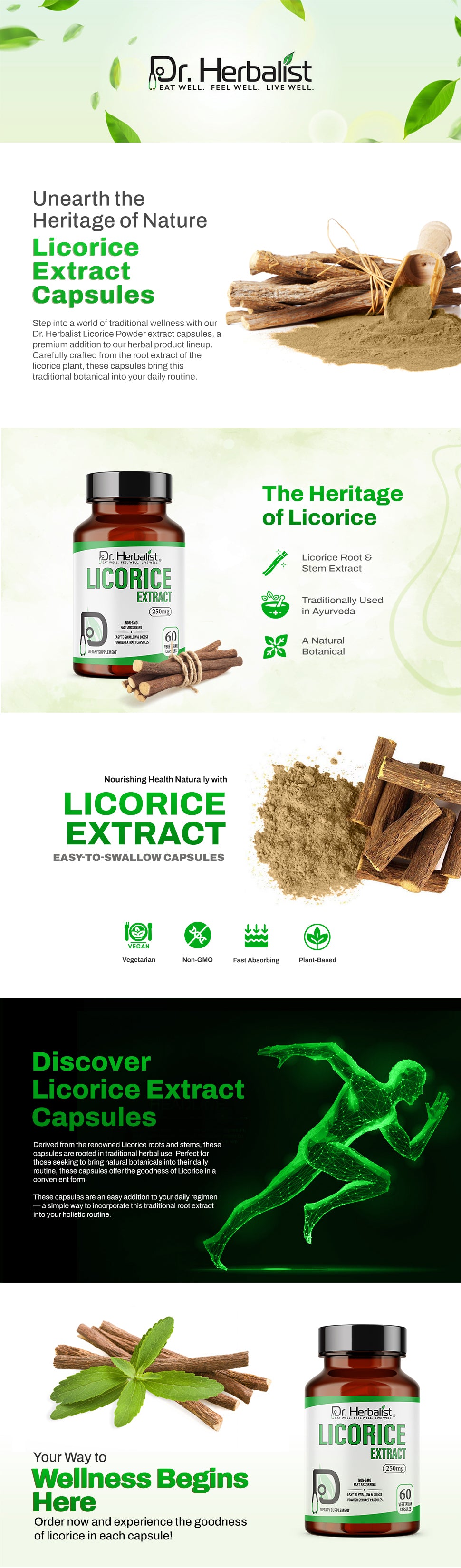 Licorice Root Capsules 250mg, Glycyrrhiza Glabra (Mulethi) | Treasured in Traditional Wellness | Halal, Capsules — feature 1