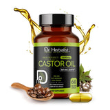 Castor Oil Capsules 1600mg — Cold-Pressed, Hexane-Free | Mess-Free Self-Care | 60 Halal Softgels view 1