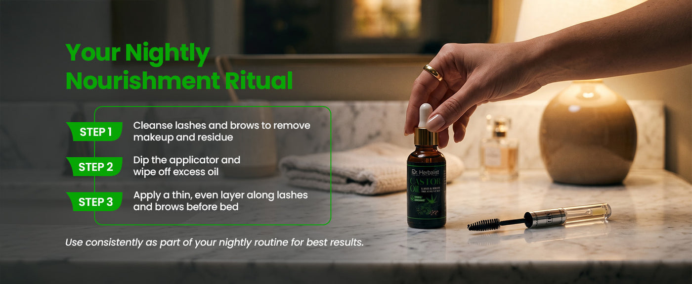 Castor Oil Lash & Brow Serum Set 30ml, Cold-Pressed Castor Oil with Applicator | Nourishes Lashes & Brows | Halal — feature 5