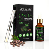 Castor Oil Lash & Brow Serum Set 30ml, Cold-Pressed Castor Oil with Applicator | Nourishes Lashes & Brows | Halal view 1
