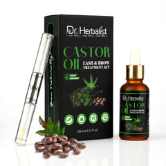 Castor Oil Lash & Brow Serum Set 30ml, Cold-Pressed Castor Oil with Applicator | Nourishes Lashes & Brows | Halal